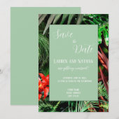 トロピカル フローラル、アース カラー、モダン、ウェディング セーブザデート (正面/裏面)