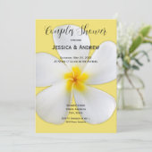 トロピカル フローラル, イエローの背景に白いプルメリア, カップル 招待状 (スタンド正面)