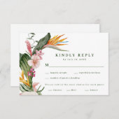 トロピカル フローラル ウェディング ご飯の選択 出欠カード (正面/裏面)