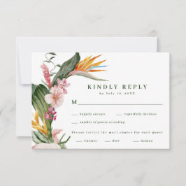 トロピカル フローラル ウェディング ご飯の選択 出欠カード