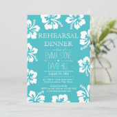 トロピカル フローラル ウェディング ターコイズ リハーサル ディナー 招待状 (スタンド正面)
