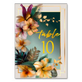 トロピカル フローラル ウェディング テーブル ナンバー カード (正面)
