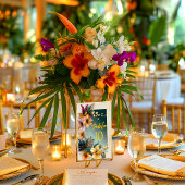 トロピカル フローラル ウェディング テーブル ナンバー カード