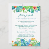 トロピカル フローラル エレガント ウェディング ガーデン パーティ 招待状 (裏面)