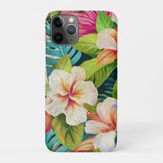 トロピカル フローラル オイルペイント風 Case-Mate iPhoneケース (裏)