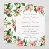 トロピカル フローラル オーキッド パームリーフ ウェディング 招待状 (正面/裏面)