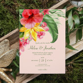 トロピカル フローラル カラフル デスティネーション ビーチ ウェディング 招待状