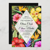 トロピカル フローラル ガーデン ジオメトリック 招待状 (正面/裏面)
