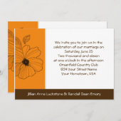 トロピカル フローラル ゴールドとブラウンの結婚式招待状 招待状 (正面/裏面)