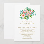 トロピカル フローラル ゴールドの結婚式招待状 招待状 (正面/裏面)