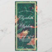 トロピカル フローラル & ゴールド フォイル フレーム ウェディング プログラム (正面)