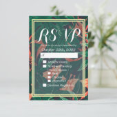 トロピカル フローラル ゴールド フォイル フレーム ウェディング RSVP 返信 (スタンド正面)