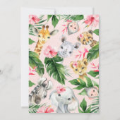 トロピカル フローラル サファリ アニマルズ ワイルド ワン バースデー 招待状 (裏面)