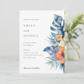 トロピカル フローラル サマー ウォーターカラー ウェディング 招待状 (スタンド正面)