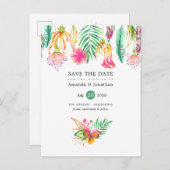 トロピカル フローラル サマー ビーチ ウェディング セーブ ザ デート 案内ポストカード (正面/裏面)