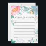 トロピカル フローラル サマー ブライダル シャワー アドバイスカード<br><div class="desc">ミント、ピンク、黄色のエキゾチックな夏のブライダル シャワー アドバイス カード 花嫁へのメッセージ カード には、芍薬、ユーカリ、バラの実、多肉植物、リシアンサス、メンソール 葉が特徴です。</div>