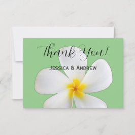 トロピカル フローラル, サージ上のホワイト プルメリア, ウェディング サンキューカード