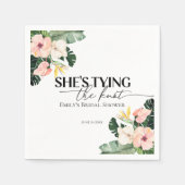 トロピカル フローラル シーズ・タイイング・ザ・ノット ブライダル シャワー スタンダードカクテルナプキン (正面)