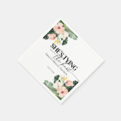 トロピカル フローラル シーズ・タイイング・ザ・ノット ブライダル シャワー スタンダードカクテルナプキン (角)