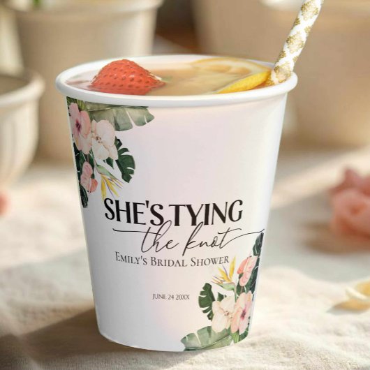 トロピカル フローラル シーズ・タイイング・ザ・ノット ブライダル シャワー 紙コップ