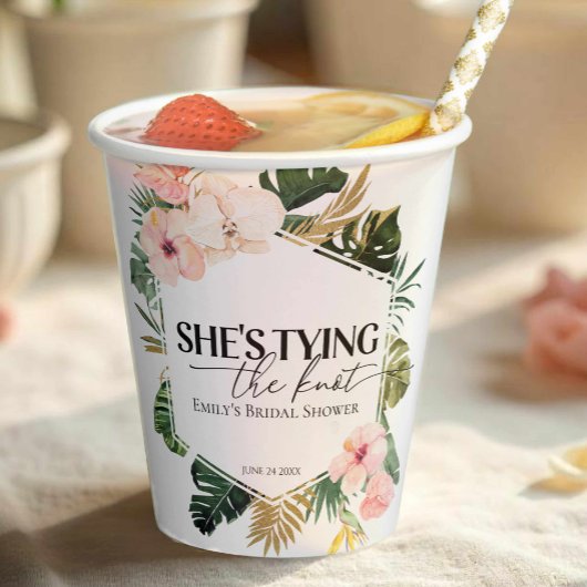 トロピカル フローラル シーズ 彼女は結婚する ブライダル シャワー 紙コップ