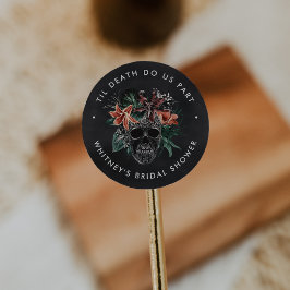 トロピカル フローラル スカル ハロウィン ブライダル シャワー ラウンドシール