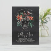 トロピカル フローラル スカル ハロウィン ブライダル シャワー 招待状 (スタンド正面)