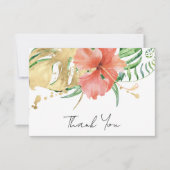 トロピカル フローラル デスティネーション ウェディング ブライダル シャワー サンキューカード (正面)