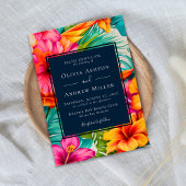 トロピカル フローラル ハイビスカス デスティネーション ビーチ ウェディング 招待状