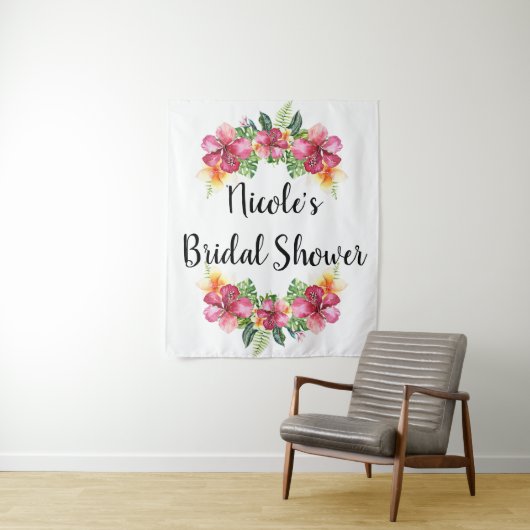 トロピカル フローラル ハイビスカス ボタニカル ルアウ 背景 タペストリー (インサイチュ)