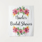 トロピカル フローラル ハイビスカス ボタニカル ルアウ 背景 タペストリー (正面)