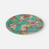 トロピカル フローラル ハミングバード ウォーターカラー パーティー ペーパープレート (アングル)
