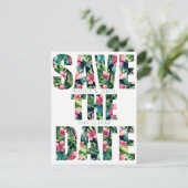 トロピカル フローラル ハワイアン ウェディング セーブ ザ デート 案内ポストカード (スタンド正面)