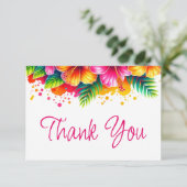 トロピカル フローラル ハワイアン ウォーターカラー サンキューカード (スタンド正面)