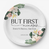 トロピカル フローラル バット ファースト ミモサ ブライダル シャワー ペーパープレート (正面)