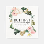 トロピカル フローラル バット ファースト ミモザ ブライダル シャワー スタンダードカクテルナプキン (正面)