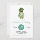 トロピカル フローラル パイナップル 誕生日 招待状 (正面)