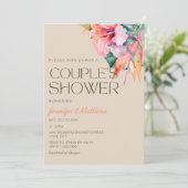 トロピカル フローラル ヒビスカス ハワイアン カップルシャワー 招待状 (スタンド正面)