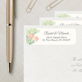 トロピカル フローラル ビーチ アドレス ラベル