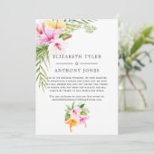 トロピカル フローラル ビーチ ウェディング 減少したゲ品亮告 案内状 (スタンド正面)