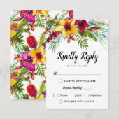 トロピカル フローラル ビーチ フード オプション ウェディング 出欠カード (正面/裏面)