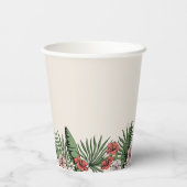 トロピカル フローラル ピンク フラミンゴ ブライダル シャワー 紙コップ (裏面)