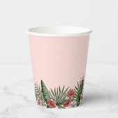 トロピカル フローラル ピンク フラミンゴ ブライダル シャワー 紙コップ (裏面)