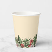 トロピカル フローラル ピンク フラミンゴ ブライダル シャワー 紙コップ (裏面)