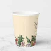 トロピカル フローラル ピンク フラミンゴ ブライダル シャワー 紙コップ (右)