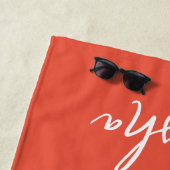 トロピカル フローラル ピース サイン オレンジ カスタマイズ ビーチタオル (インサイチュ)