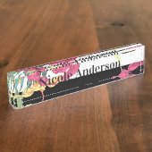 トロピカル フローラル フラワーズ リーフ チック ボタニカル デスクネームプレート (側面)