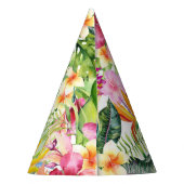 トロピカル フローラル フラワーズ ワイルド ジャングル バースデー パーティー パーティーハット (裏面)