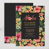 トロピカル フローラル フレーム ブライダル シャワー 招待状 (正面/裏面)