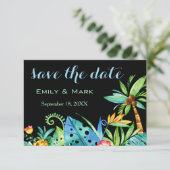 トロピカル フローラル ブラック セーブ ザ デート 招待状 (スタンド正面)